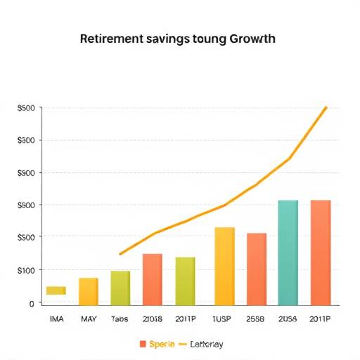 A bar chart illustrating the growth of retirement savings over time, comparing different investment strategies.